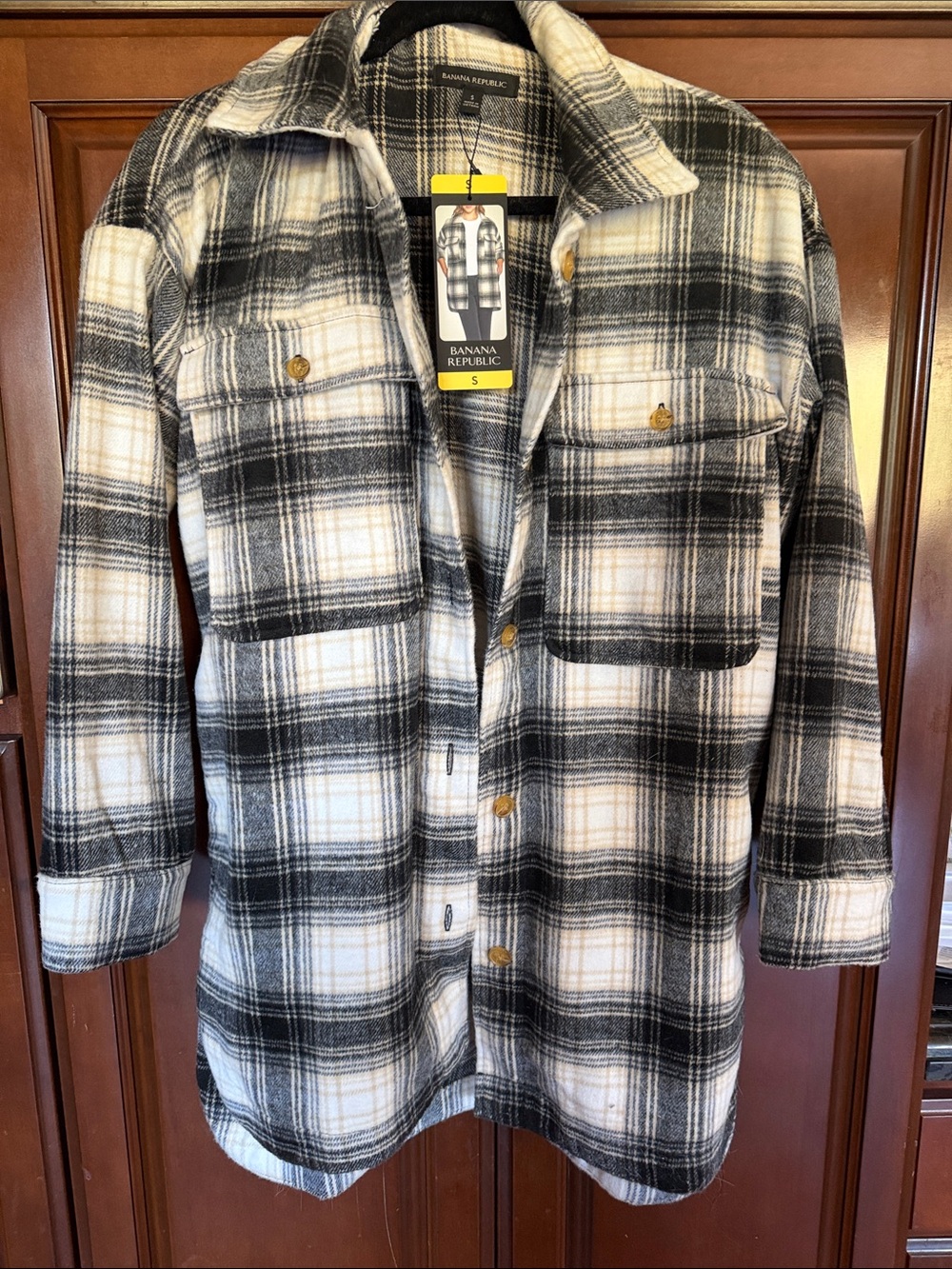 Banana Republic Black and White Plaid Jacket